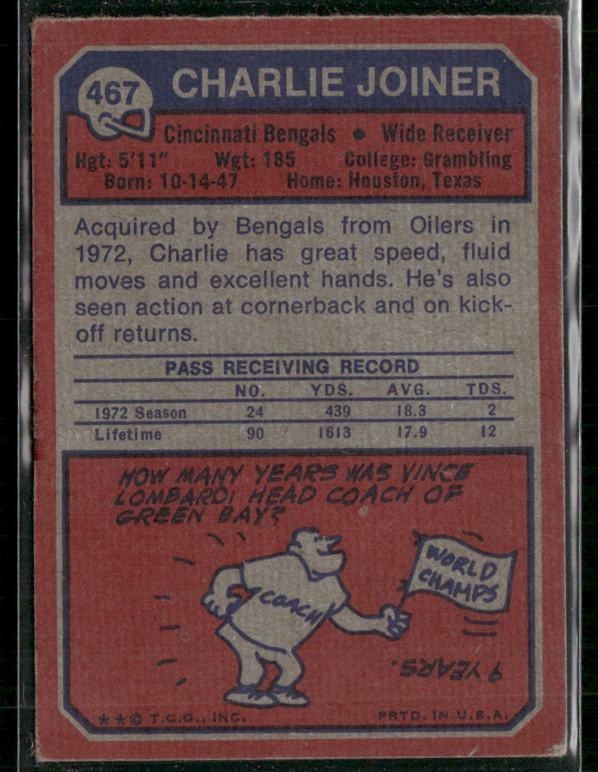 1973 Topps Charlie Joiner #467