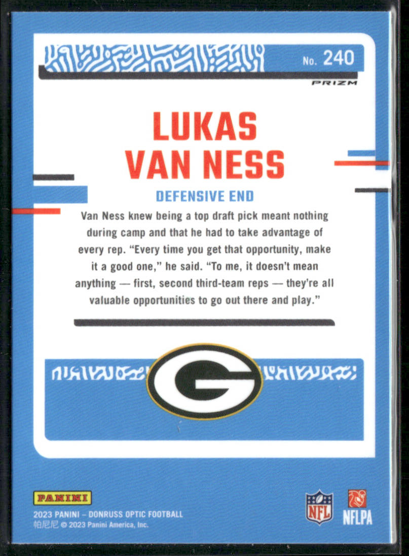 2023 Panini Optic Lukas Van Ness #240 Rated Rookie