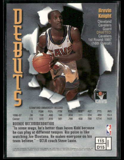 1997 Topps Finest Brevins Knight #D15 Debuts Rookie