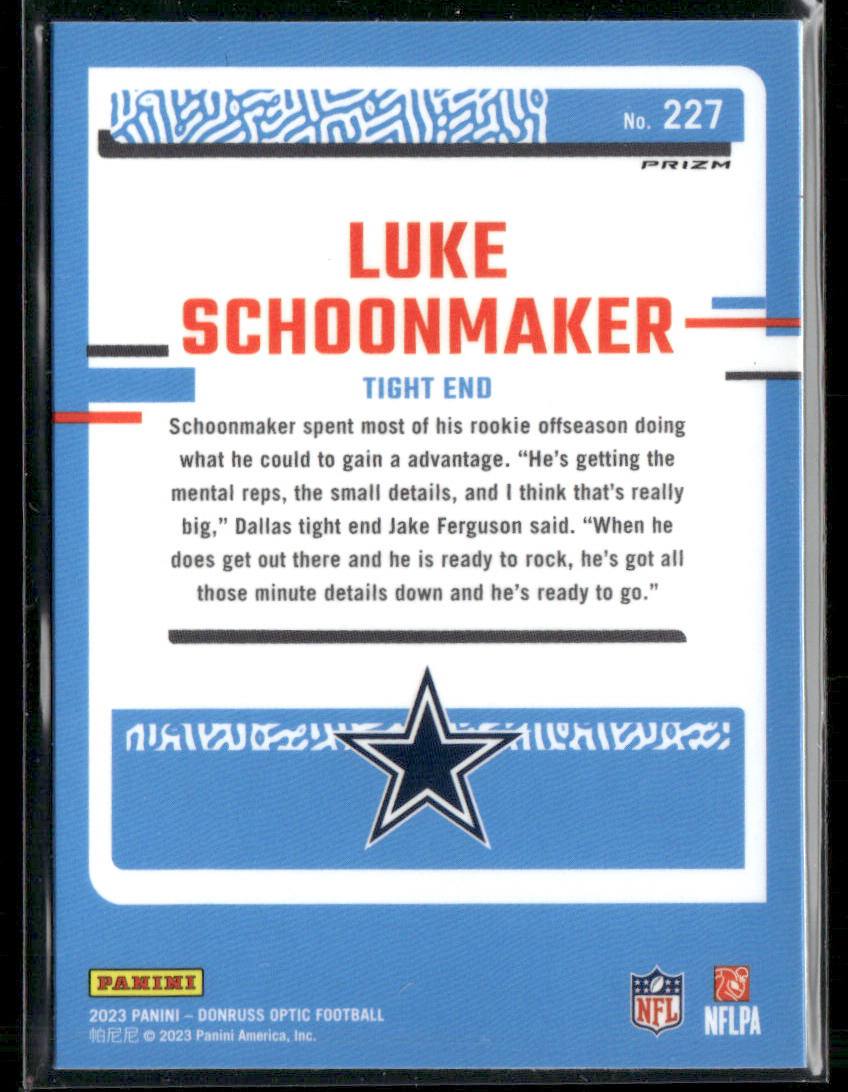 2023 Panini Donruss Optic Luke Schoonmaker #227 Holo Prizm Rated Rookie