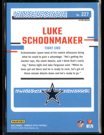 2023 Panini Donruss Optic Luke Schoonmaker #227 Holo Prizm Rated Rookie