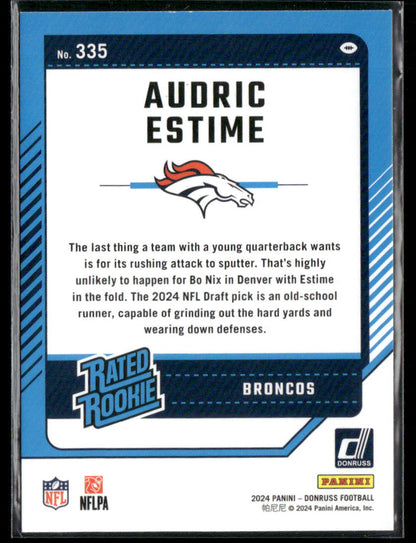 2024 Donruss Audric Estime #335 Green Press Proof Rated Rookie