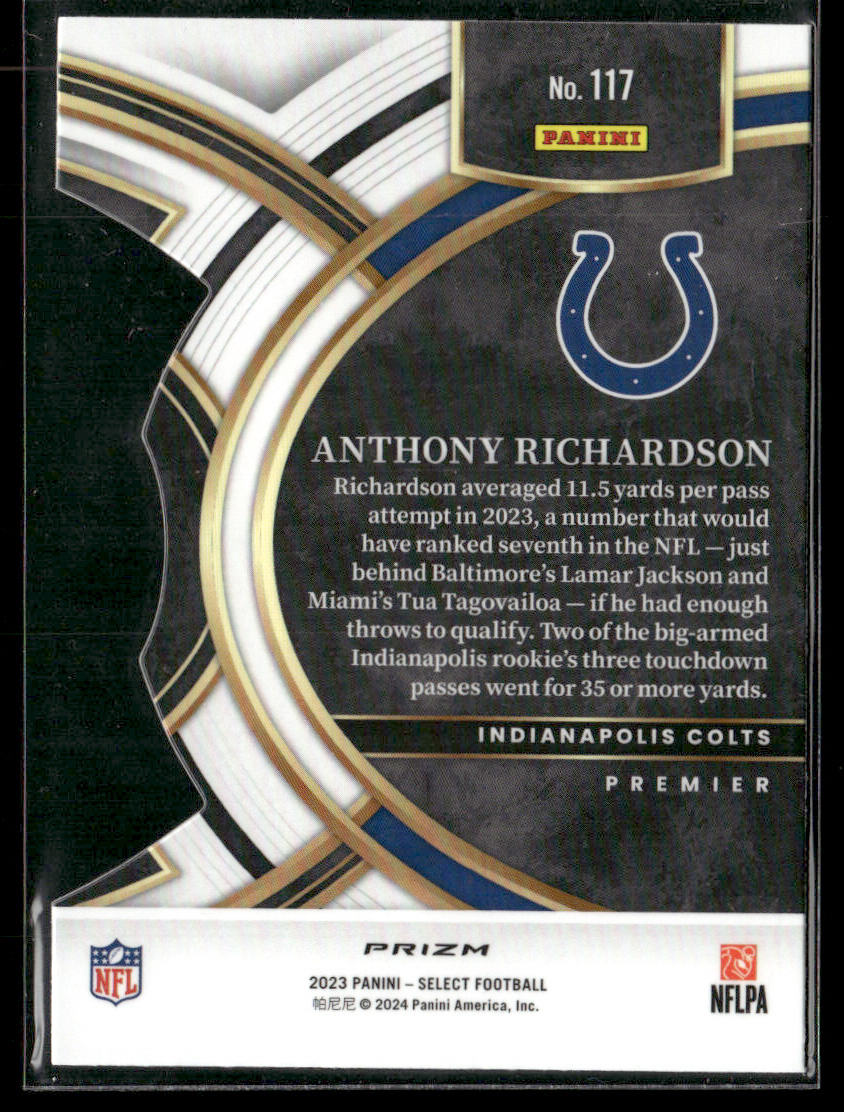 2023 Panini Select Anthony Richardson #117 Premier Silver Prizm Rookie