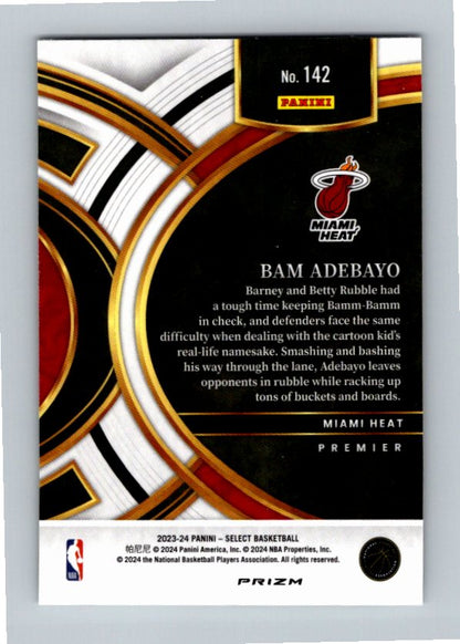 2023-24 Panini Select Basketball Bam Adebayo #142 Silver Prizm Premier Level