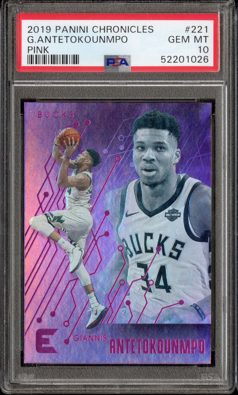 2019 Panini Chronicles G. Antetokounmpo #221 Pink PSA 10