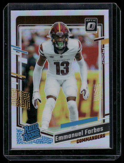 2023 Panini Optic Football Emmanuel Forbes #299 Holo Prizm Rated Rookie