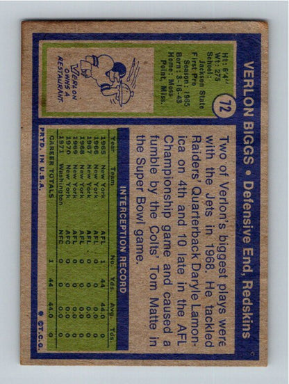 1972 Topps Verlon Biggs #72