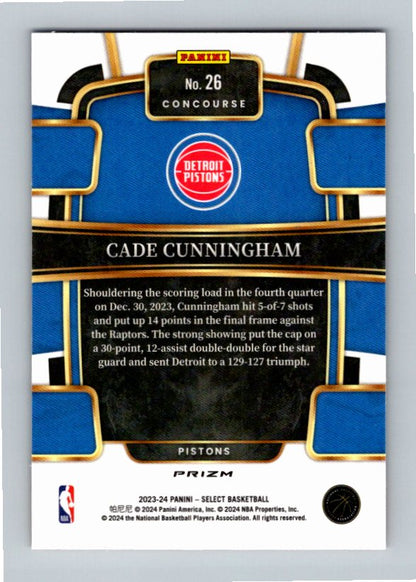 2023 Panini Select Cade Cunningham #26 Red White Blue Wave