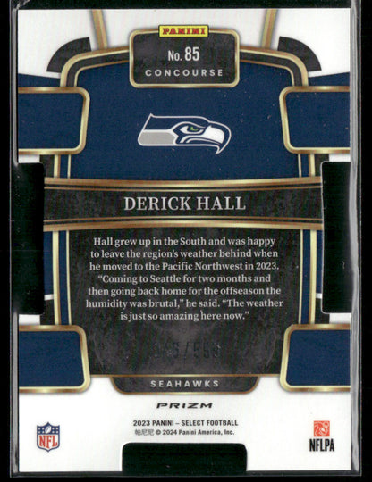 2023 Panini Select Derick Hall #85 Die Cut Lime Green /599