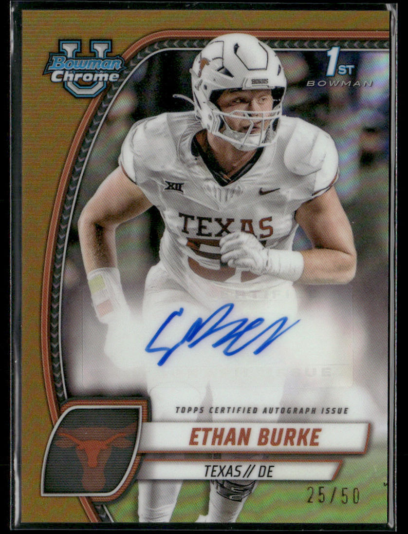 2024 Bowman Chrome University Ethan Burke #PA-EBU Gold Autograph 25/50