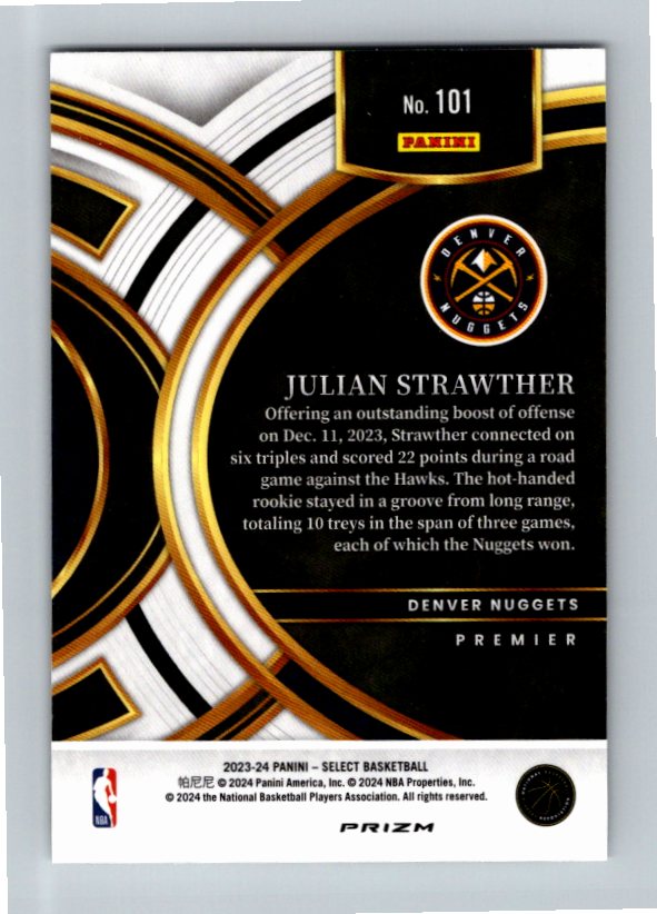 2023 Panini Select Basketball Julian Strawther #101 RC