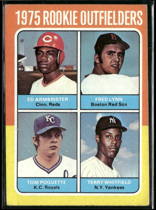 1975 Topps Armbrister Whitfield Fred Lynn Tom Poquette #622 Rookie Outfielders