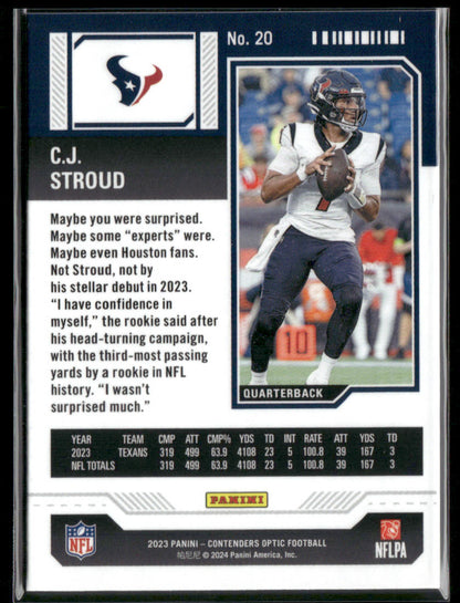 2023 Panini Contenders Optic C.J. Stroud #20 Rookie