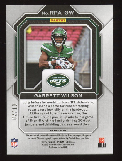 2022 Panini Football Garrett Wilson #RPA-GW 2/10 RC Autographed