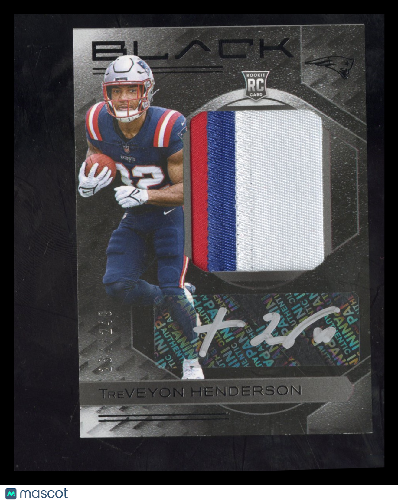2025 Panini Black TreVeyon Henderson #RKPA-THN RC Rookie Patch Auto /249