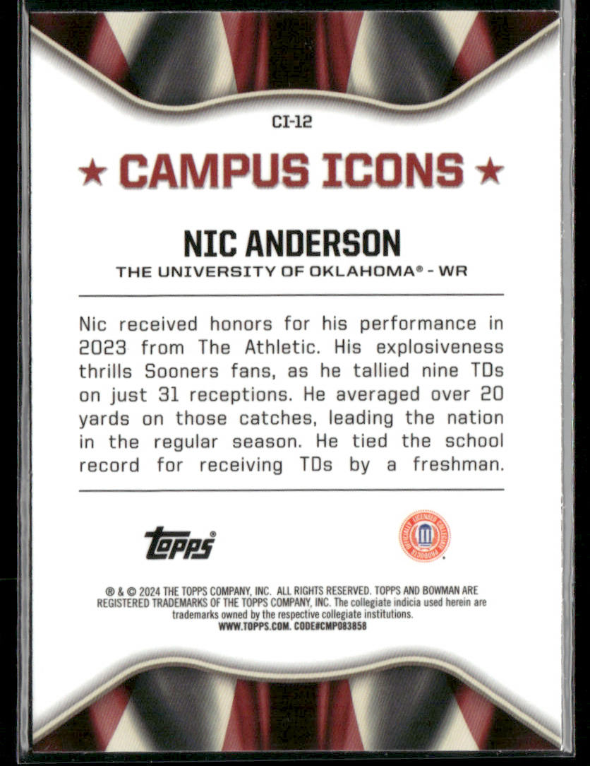 2024 Bowman Chrome University Nic Anderson #CI-12