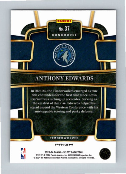 2023 Panini Select Anthony Edwards #37 Silver Prizm