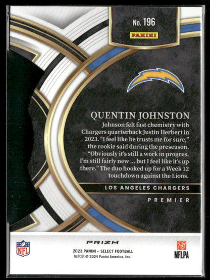 2023 Panini Select Quentin Johnston #196 Die Cut RC