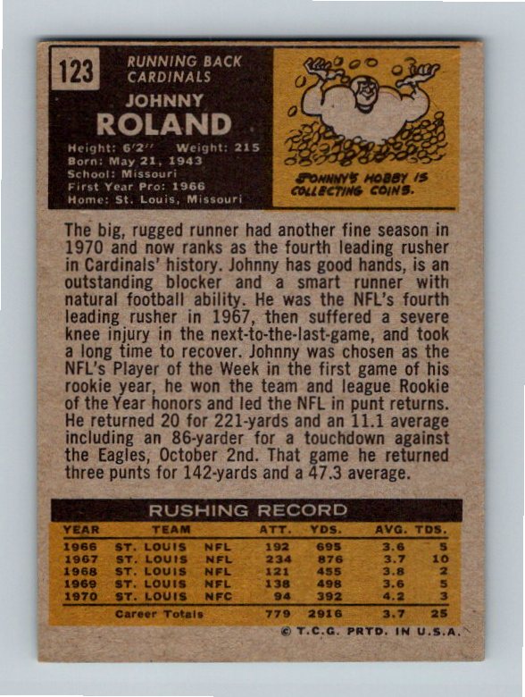 1971 Topps Johnny Roland #123