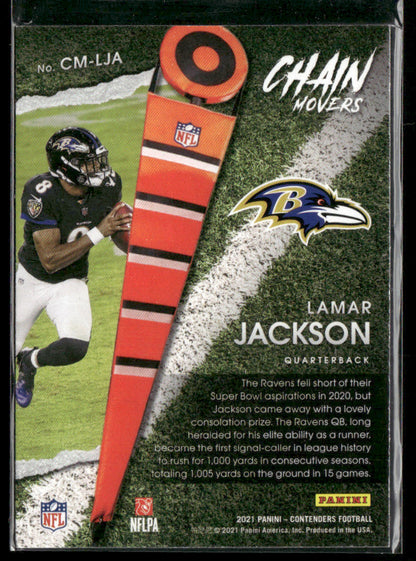 2021 Panini Contenders Lamar Jackson #CM-LJA Chain Movers