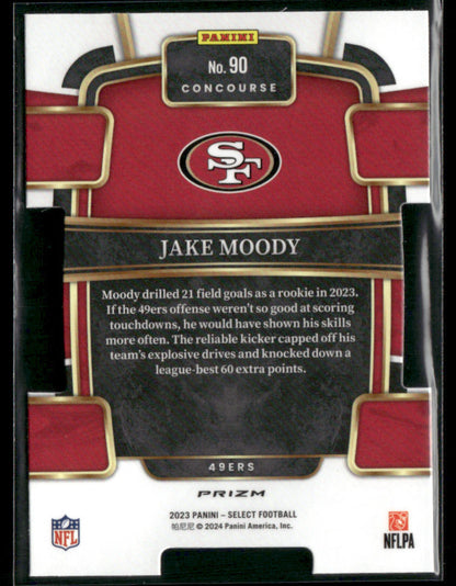 2023 Panini Select Jake Moody #90 Black & Green Die-Cut Rookie