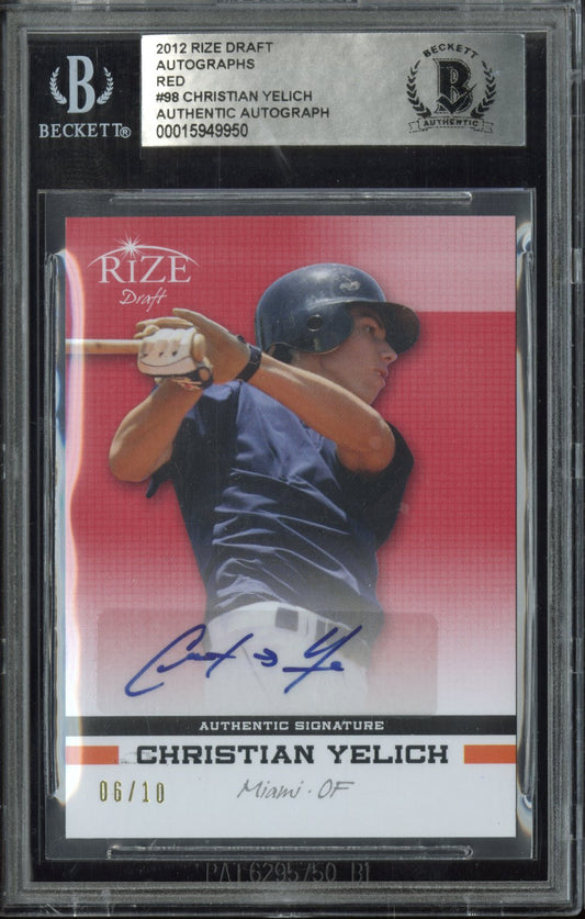 2012 Rize Draft Autographs Red Christian Yelich #98 BGS 0