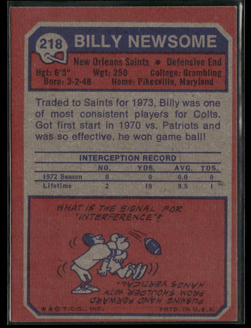 1973 Topps Billy Newsome #218