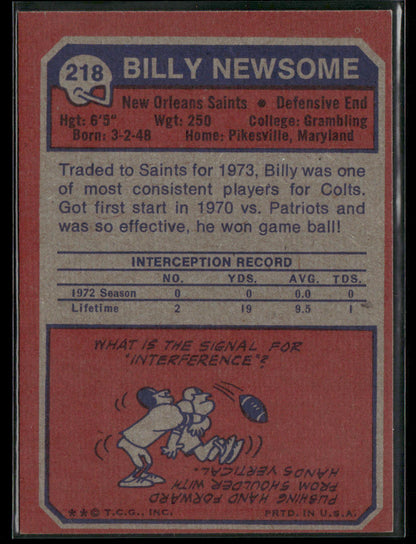 1973 Topps Billy Newsome #218