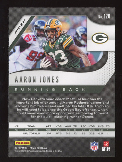 2019 Panini Prizm Aaron Jones #120 White Sparkle Prizm Short Print