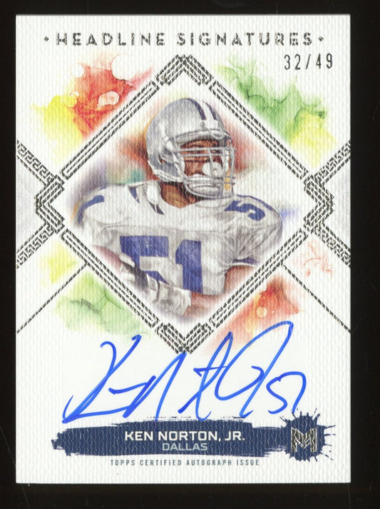 2024 Topps Motif Football Ken Norton, Jr. #HS-KN /49 Autographed