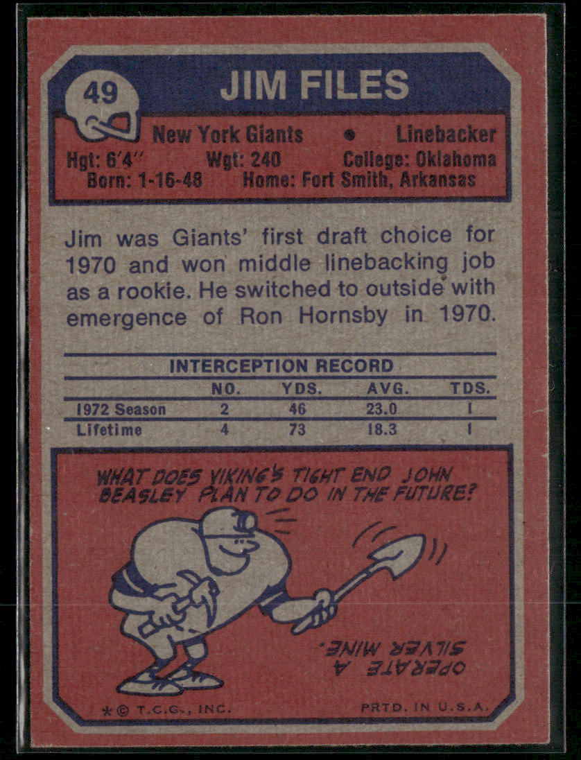 1973 Topps Jim Files #49