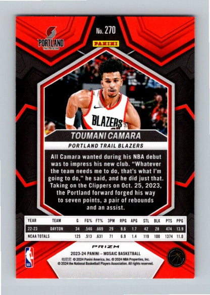 2023-24 Panini Mosaic Toumani Camara #270 NBA Debut Mosaic RC