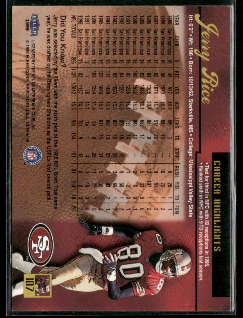 1999 Fleer Ultra Jerry Rice #187