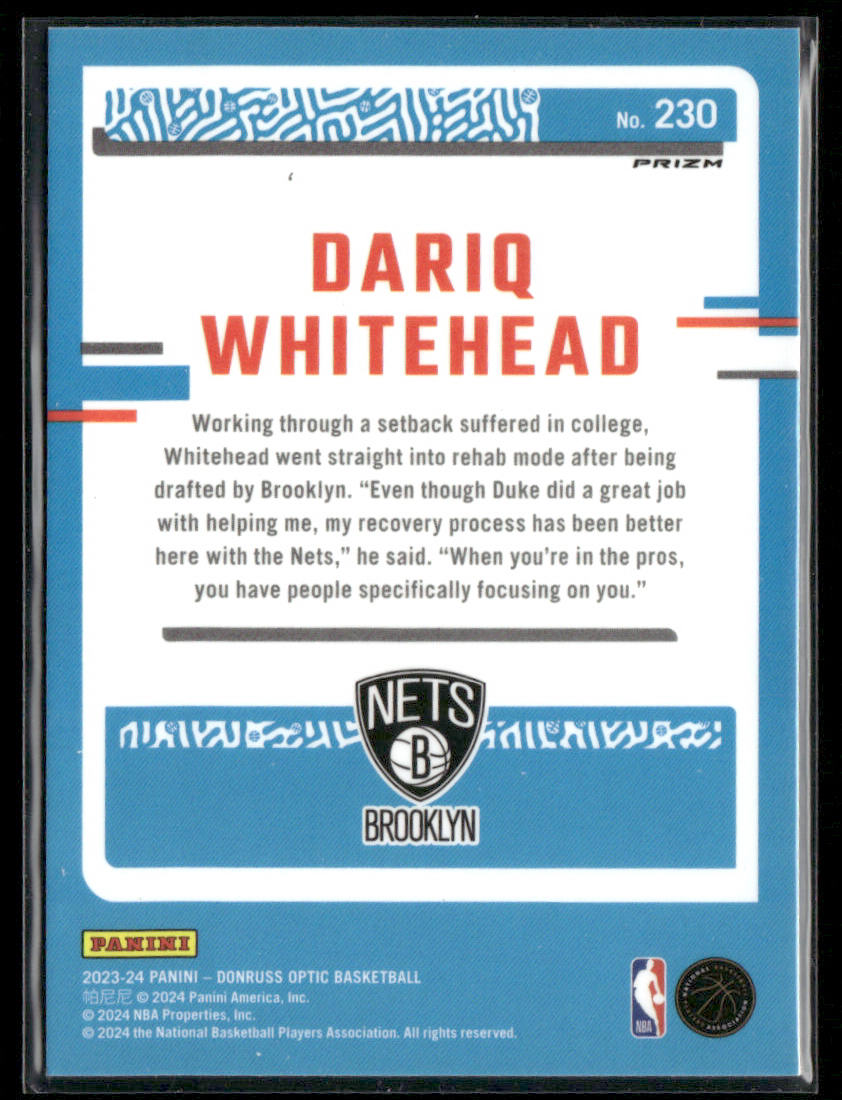 2023-24 Panini Donruss Optic Basketball Dariq Whitehead #230