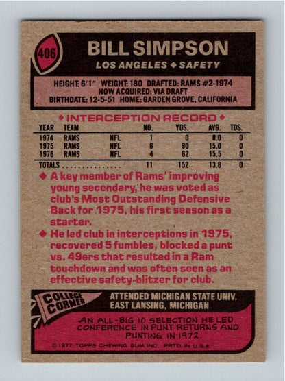 1977 Topps Bill Simpson #406