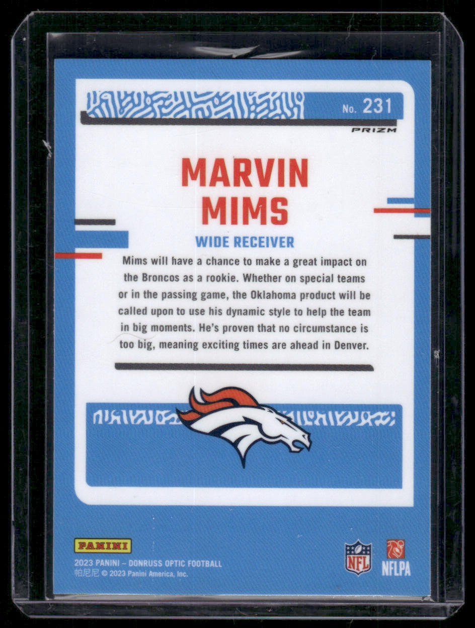 2023 Panini Donruss Optic Marvin Mims #231 Blue Hyper Prizm Rated Rookie