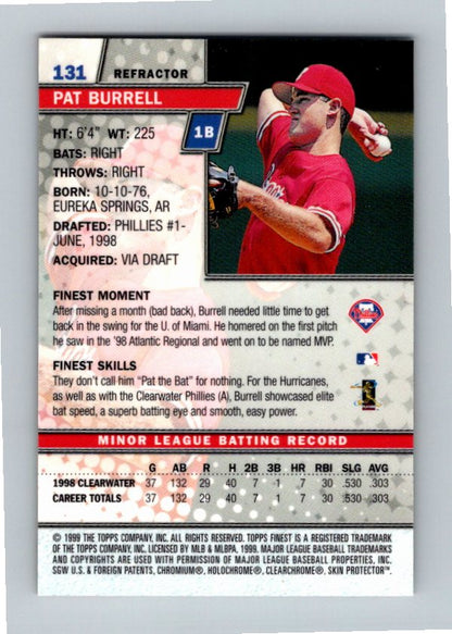 1999 Topps Finest Pat Burrell #131 Refractor Rookie