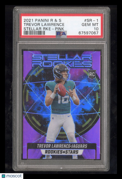 2021 Panini Rookies & Stars Trevor Lawrence Stellar Rookies Pink 02/75 PSA 10