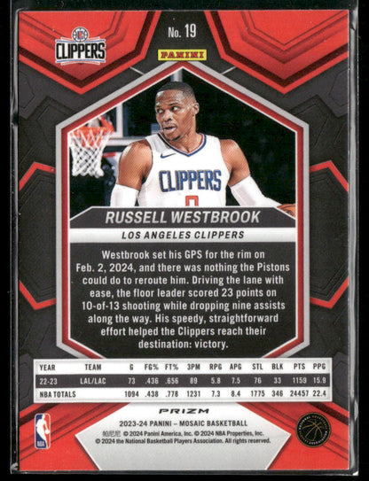 2023-24 Panini Mosaic Russell Westbrook #19 Silver Holo