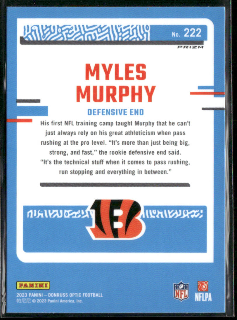 2023 Panini Prizm Myles Murphy #222 RC Rated Rookie