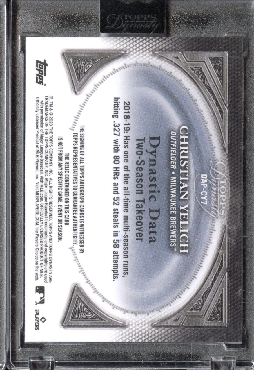 2023 Topps Dynasty Christian Yelich #DAP-CY7 Autograph Patch /10