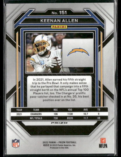 2022 Panini Prizm Keenan Allen #151 Silver Prizm