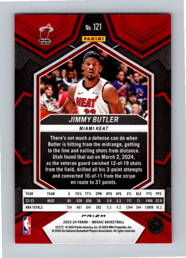 2023-24 Mosaic Jimmy Butler #121 Red Mosaic Hobby Exclusive Color Match