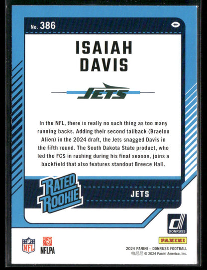 2024 Panini Isaiah Davis #386 Rated Rookie