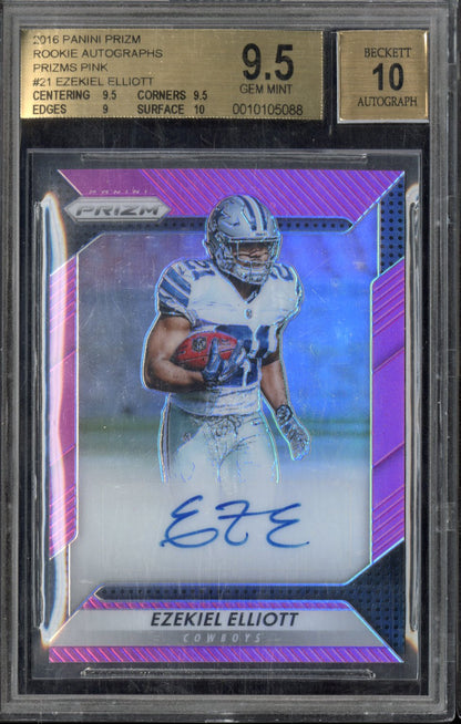 2016 Panini Prizm Rookie Autographs Prizms Pink Ezekiel Elliott #21 BGS 9.5