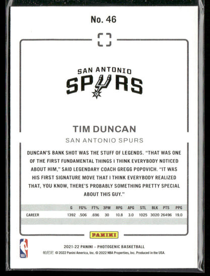 2021-22 Panini Photogenic Tim Duncan #46