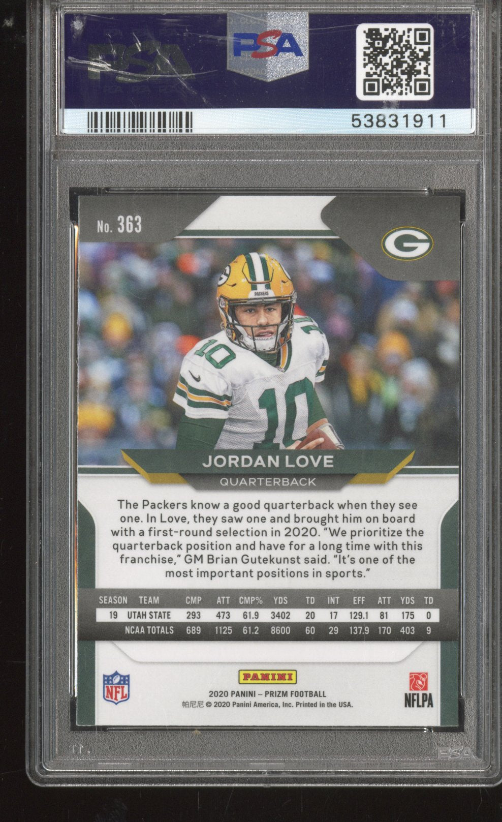 2020 Panini Prizm Jordan Love #363 PSA 10