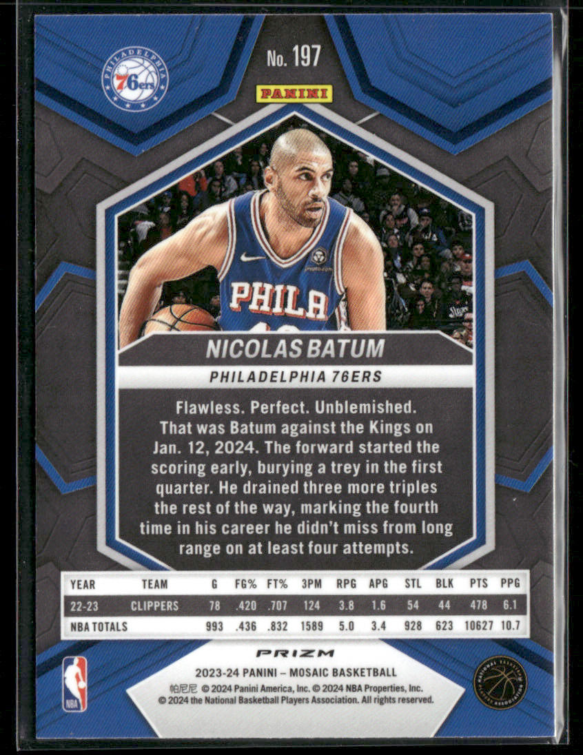 2024 Panini Mosaic Nicolas Batum #197 Reactive Yellow