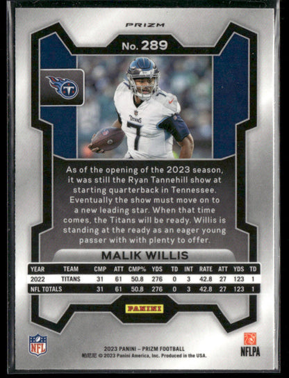 2023 Panini Prizm Malik Willis #289 Disco