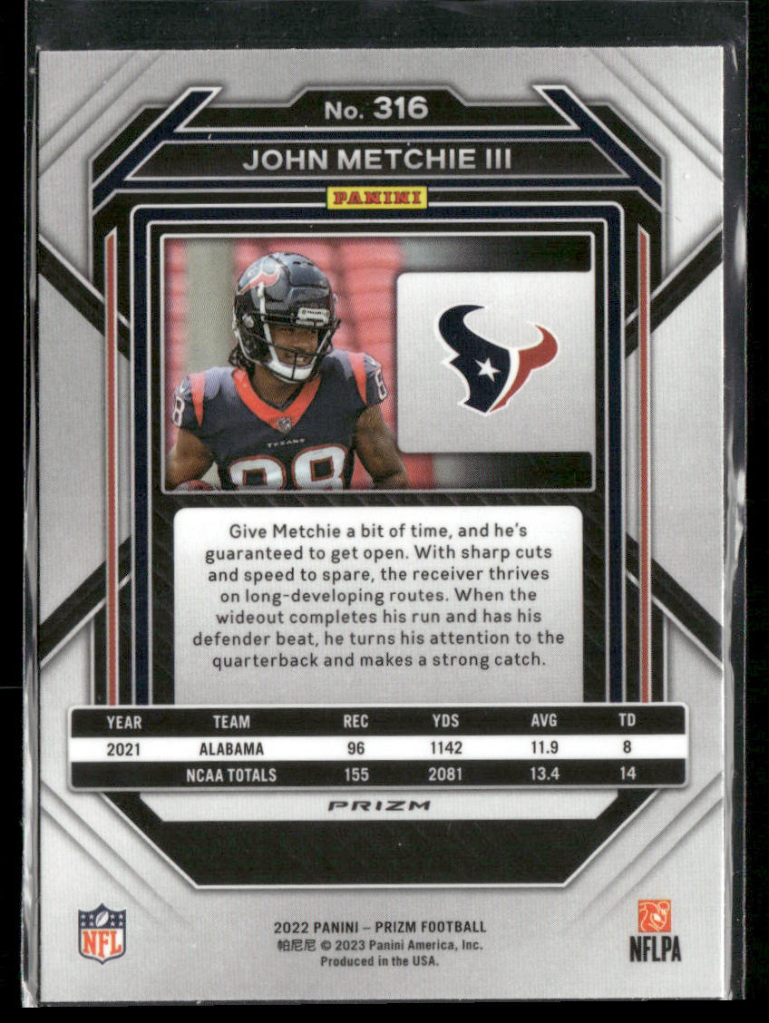 2023 Panini Prizm John Metchie III #316 Silver Prizm Rookie